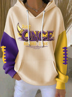 Women'S Football Print Hooded Sweatshirt