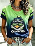 Women's Seattle Football Printed Vintage Fashion Print T-shirt