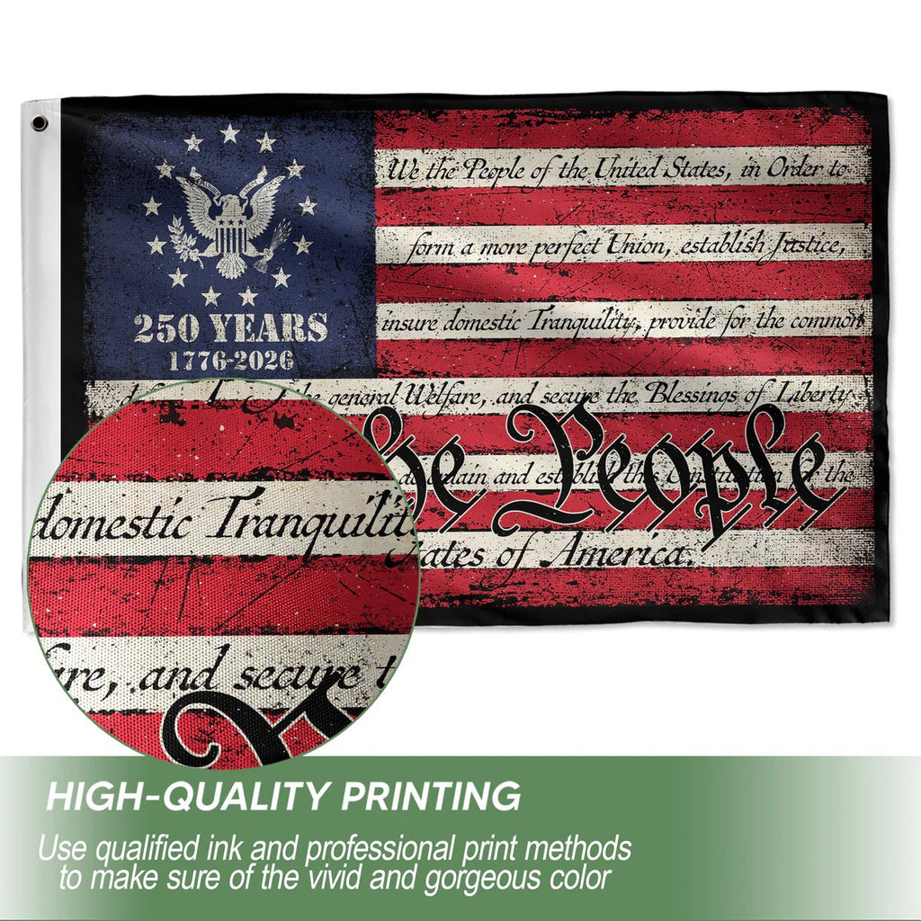 We The People Double-Sided House Flag ��������������������������� 250 Years of Freedom Patriotic