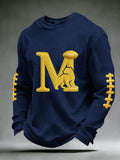 Men'S Football Game Printed Waffle Sweatshirt