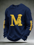 Men'S Football Game Printed Waffle Sweatshirt