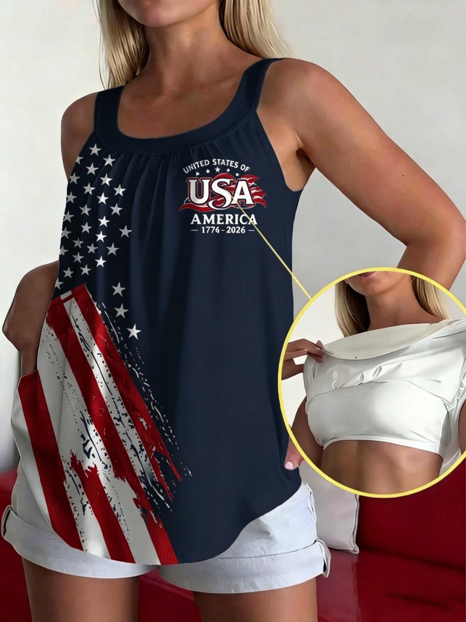 250Th Anniversary Flag Printed Tank Top Of The United States