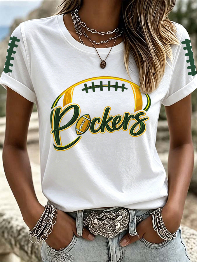 Women'S Retro Football Printed T-Shirt