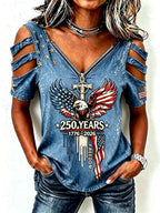 Ladies' American 250Th Anniversary Western Style Off Shoulder Top