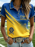 Women's Football Game Print Casual Polo Shirt