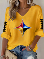 Women'S Football  Print Waffle  Top