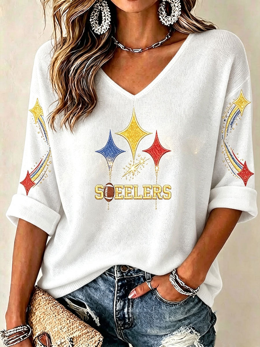 Women'S Football Print Waffle  Top