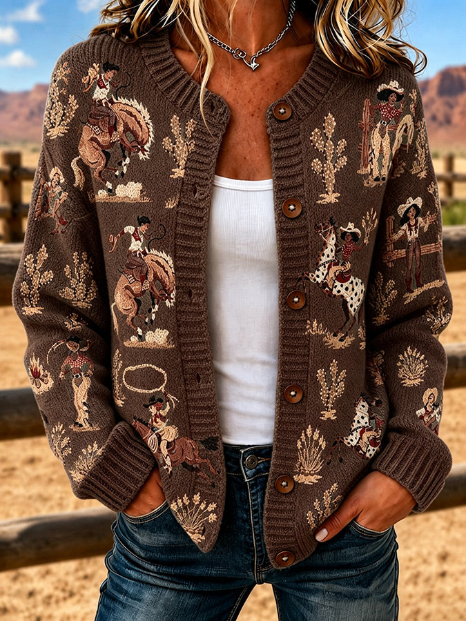 Ladies' Western Style Sweater Cardigan