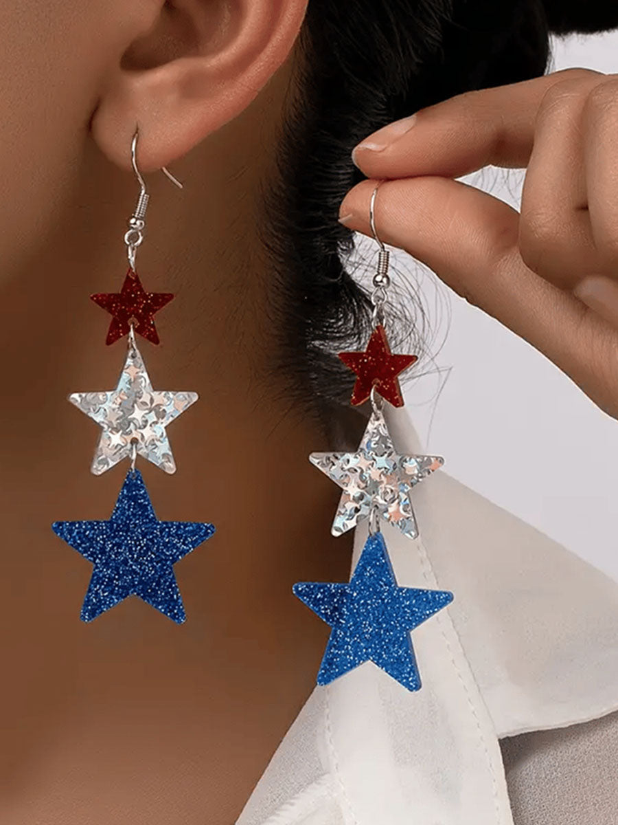 Women's America 250th Anniversary Commemorative Pentagram Earrings