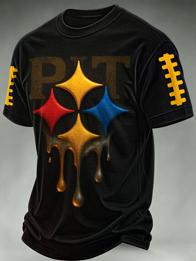 Men'S Football Print Waffle T-Shirt