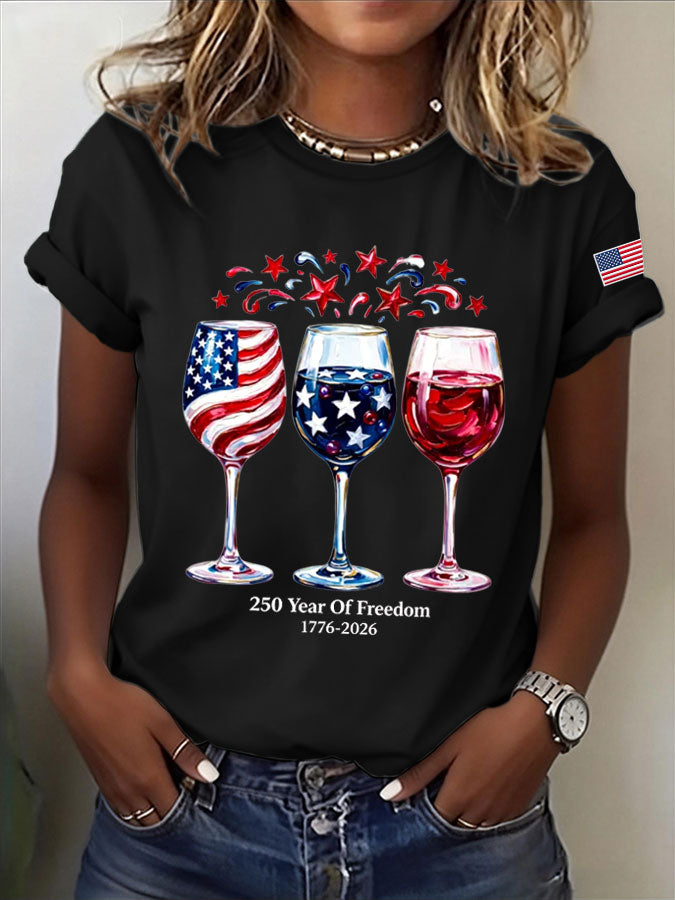 Women'S  America Flag Printed Casual T-Shirt