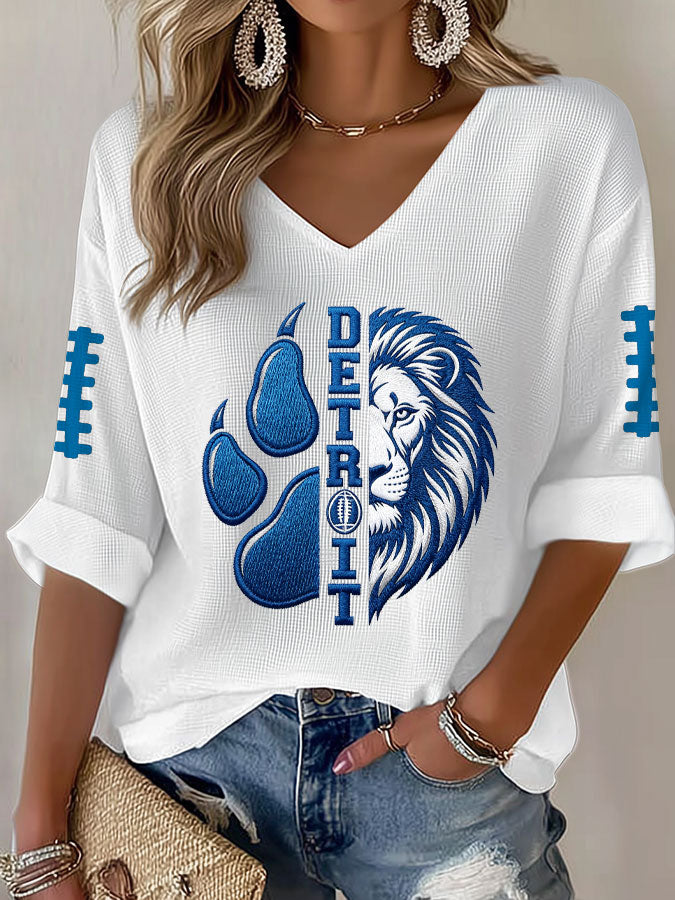 Women'S Football  Print Waffle  Top