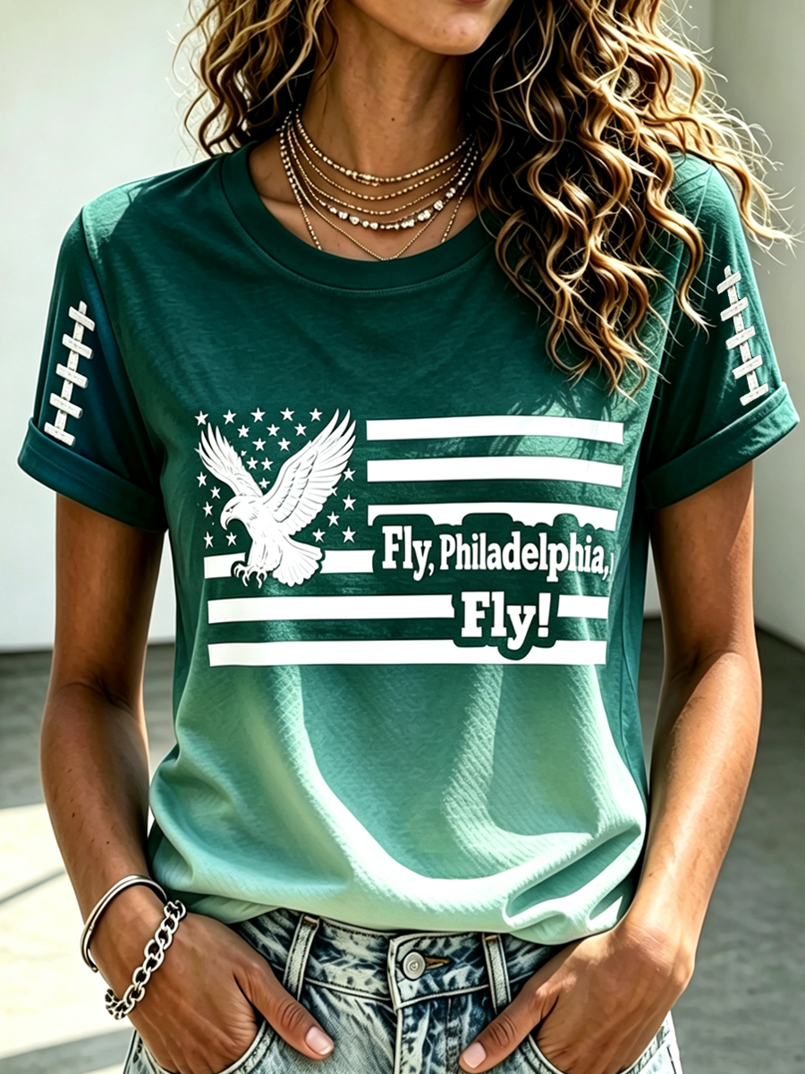 Women'S Retro Football Print T-Shirt