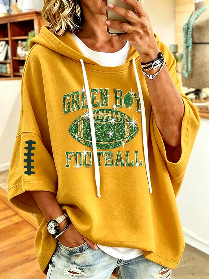 Women'S Vintage Football Print Hoodie