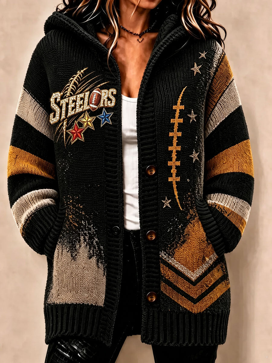 Women's Football Printed Casual Cardigan