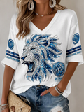 Women'S Football Print Waffle  Top