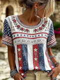 Women'S  America Flag Printed Casual T-Shirt