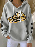 Women'S Football Print Hooded Sweatshirt