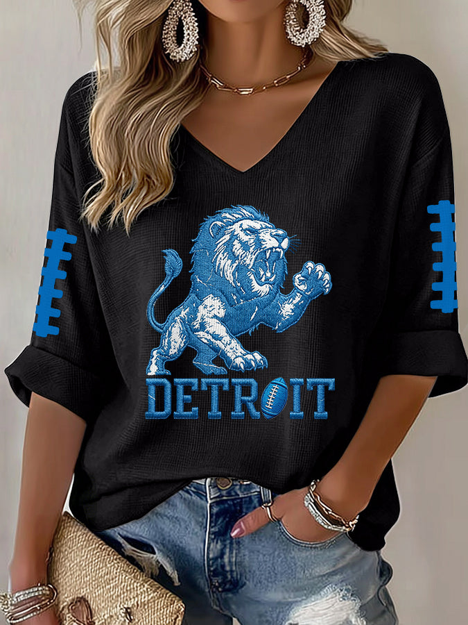 Women'S Football  Print Waffle  Top