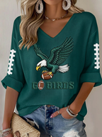Women'S Football  Print Waffle  Top