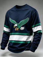 Men's Football Printed Round Neck Long Sleeved Sports Shirt