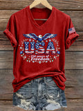 Women's 250th Anniversary Freedom Print V-Neck T-Shirt