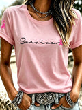 Women's Breast Cancer Survivor  Printed Casual T-Shirt