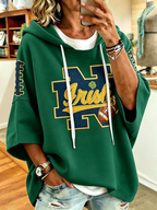 Women'S Retro Rugby Printed Hoodie
