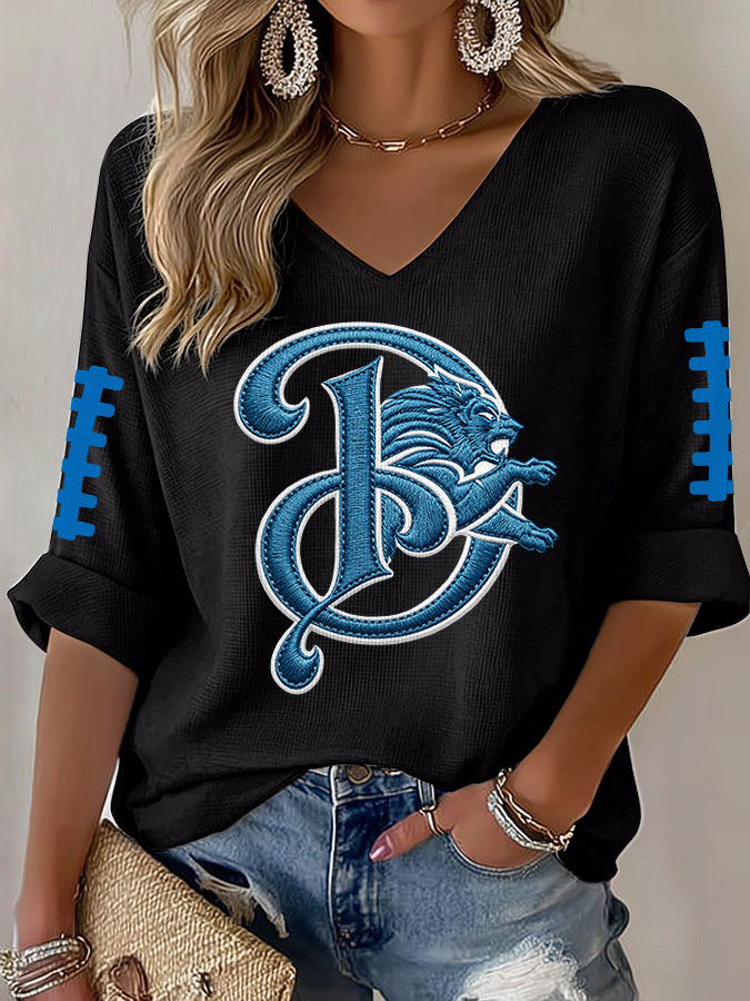 Women'S Football  Print Waffle  Top