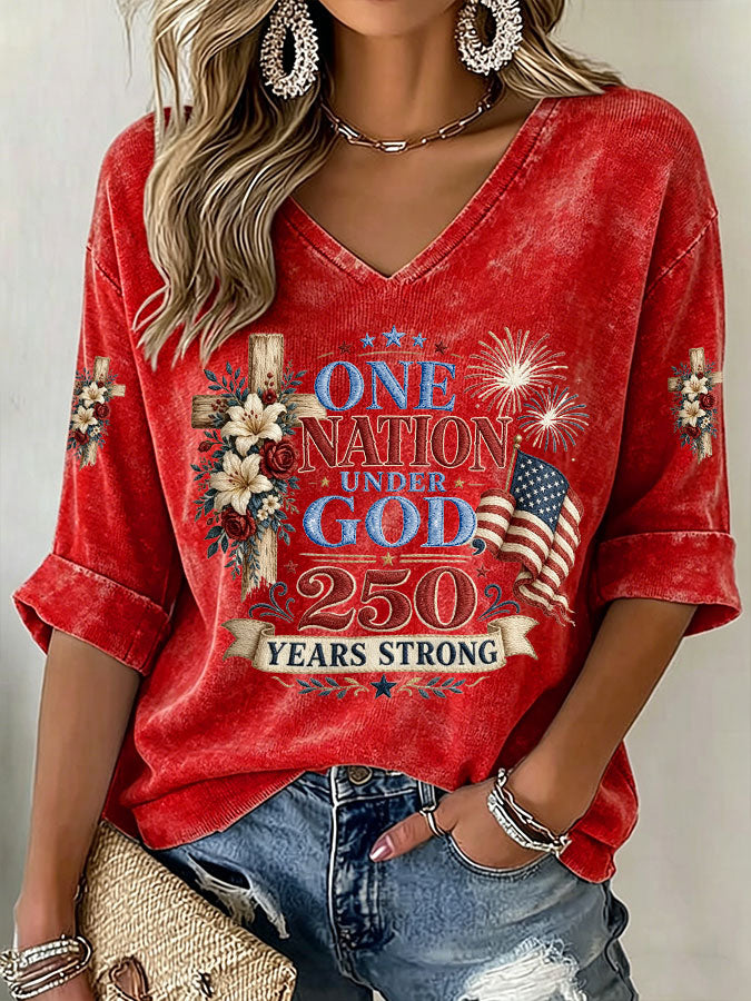 Women'S American Flag Printed Casual Top