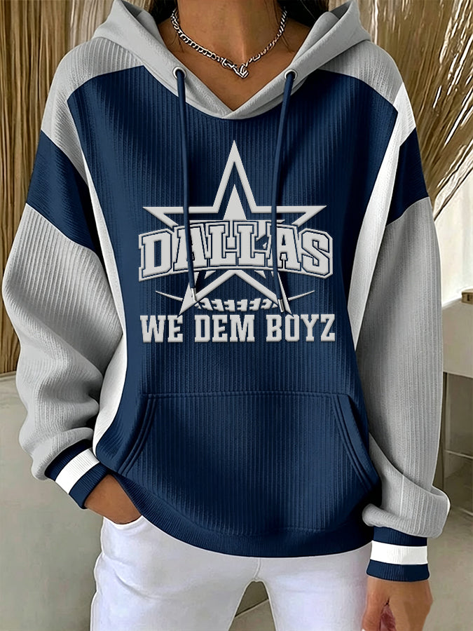 Women's Cowboy Football Team Fans Print Hooded Sweatshirt