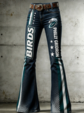 Women's Football Printed Denim Pants