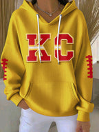 Women'S Football Print Hooded Sweatshirt