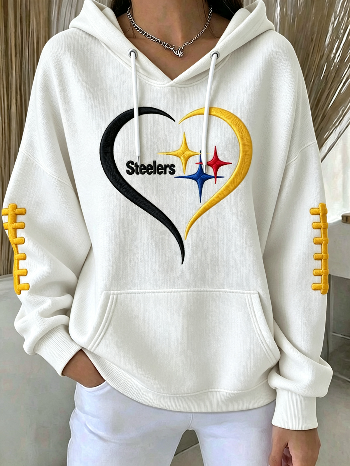 Women'S Football Print Hooded Sweatshirt