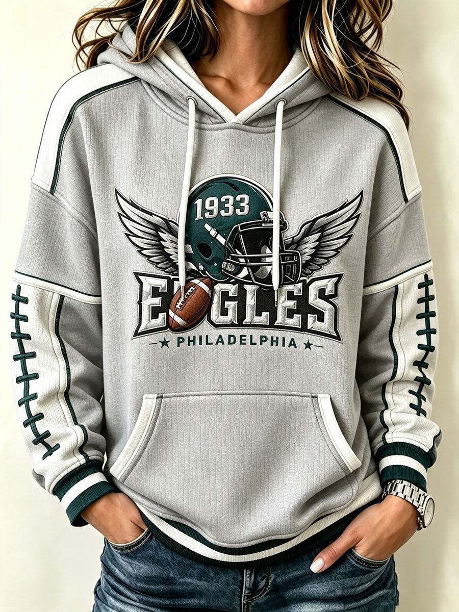 Women'S Football Eagle Print Hooded Sweatshirt
