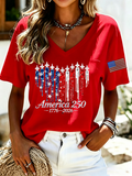 Women's Casual 250th Anniversary Independence Day Printed T-shirt