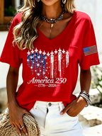 Women's Casual 250th Anniversary Independence Day Printed T-shirt