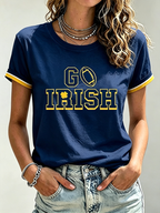 Women'S Rugby Printed Round Neck Short Sleeved T-Shirt