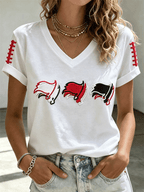 Women's Football Supporters Love V-Neck T-Shirts