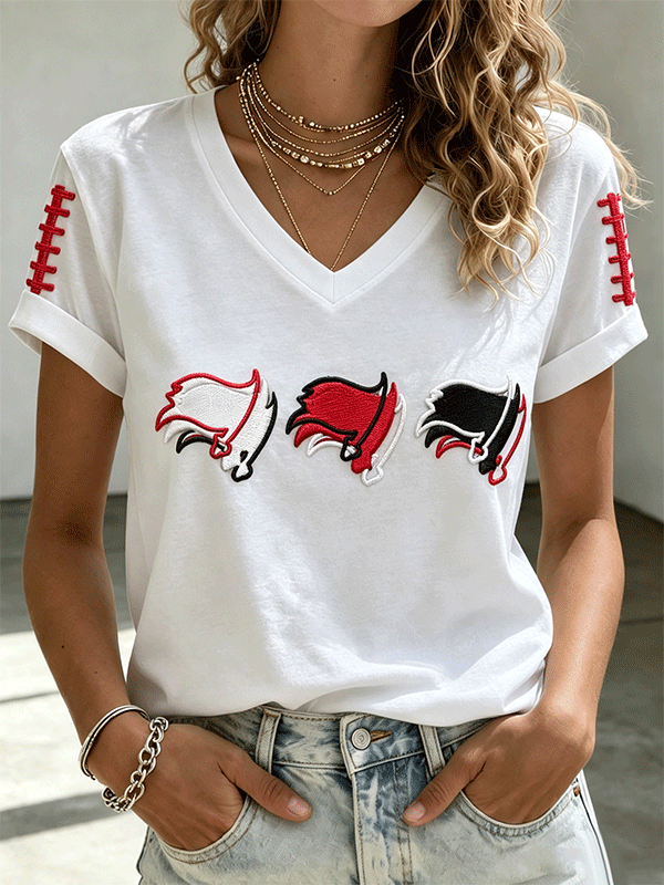 Women's Football Supporters Love V-Neck T-Shirts