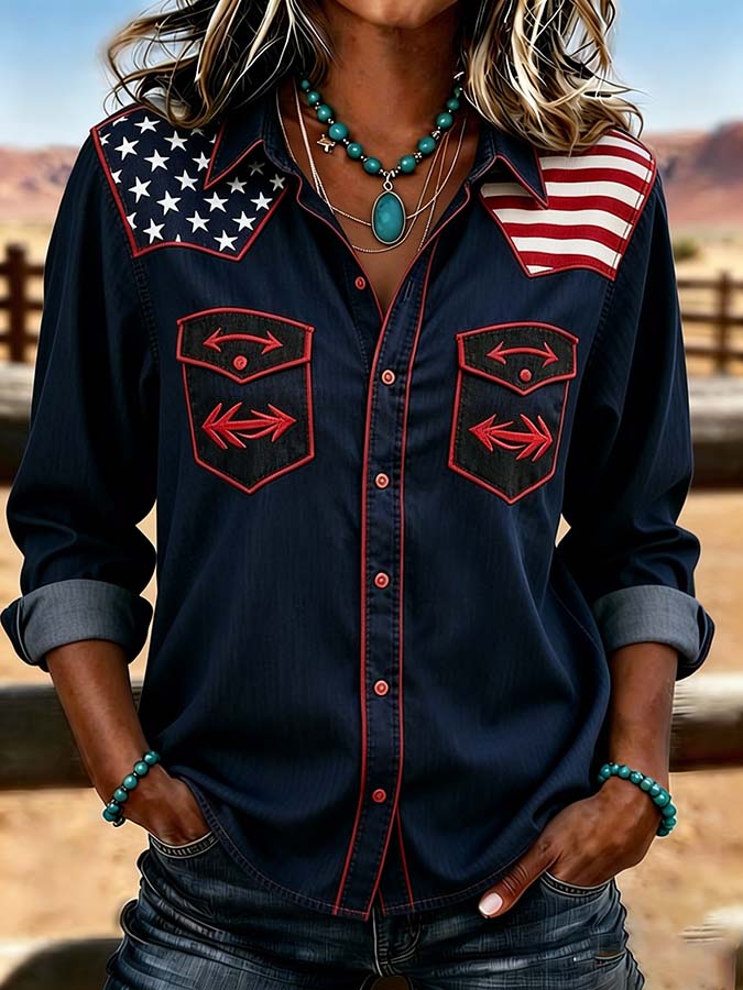 250Th Anniversary American Women'S Flag Commemorative Printed Shirt