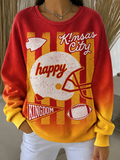Women'S Football Print Casual Sweatshirt