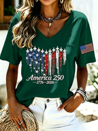 Women's Casual 250th Anniversary Independence Day Printed T-shirt