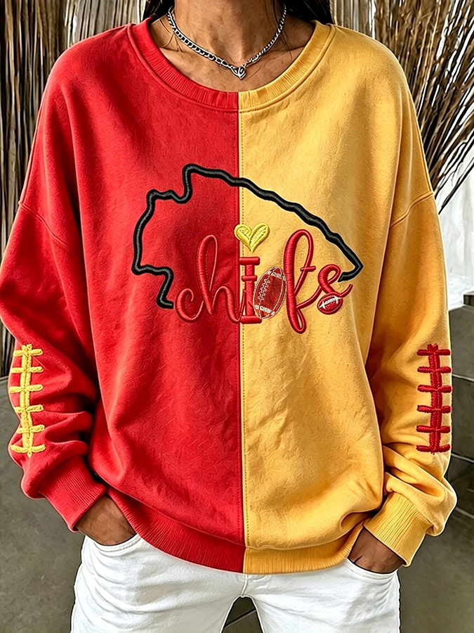 Women'S Football Print Casual Sweatshirt