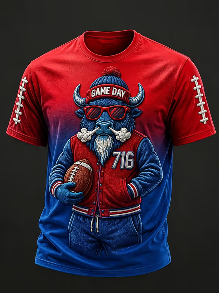 Men's Football Game Print T Shirt