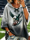 Women's Football Printed Casual Hoodie