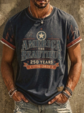 Men'S Retro 250Th Anniversary Western Printed Casual T-Shirt