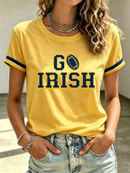 Women'S Rugby Printed Round Neck Short Sleeved T-Shirt