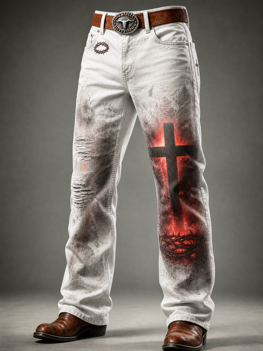 Men's Faith Printed Casual Jeans