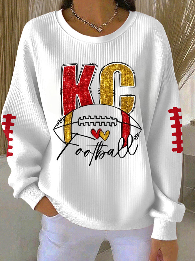 Women'S Football Print Casual Sweatshirt